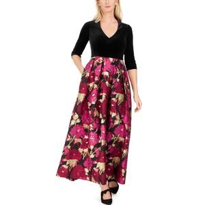 Eliza J Velvet Bodice Jacquard Skirt Maxi Dress Size 20W NWT Multicolor